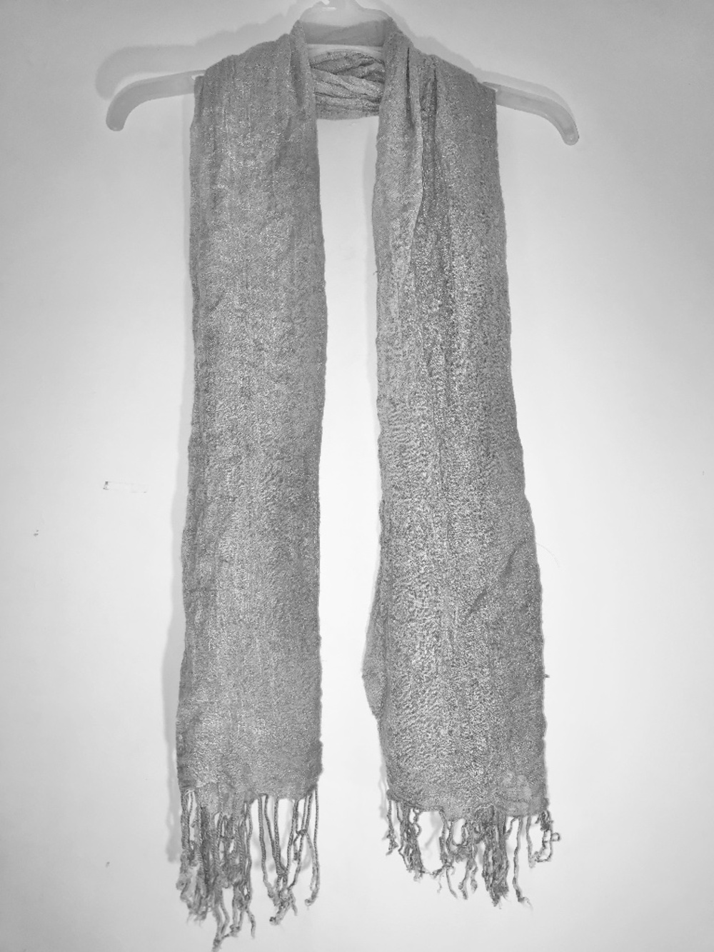 Gray Gauze Fringe Scarf Lightweight Boho Bohemian Summer Fest Beach Wrap 60x16